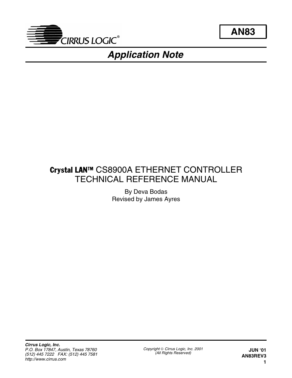 Cirrus Logic AN83 User Manual | 58 pages