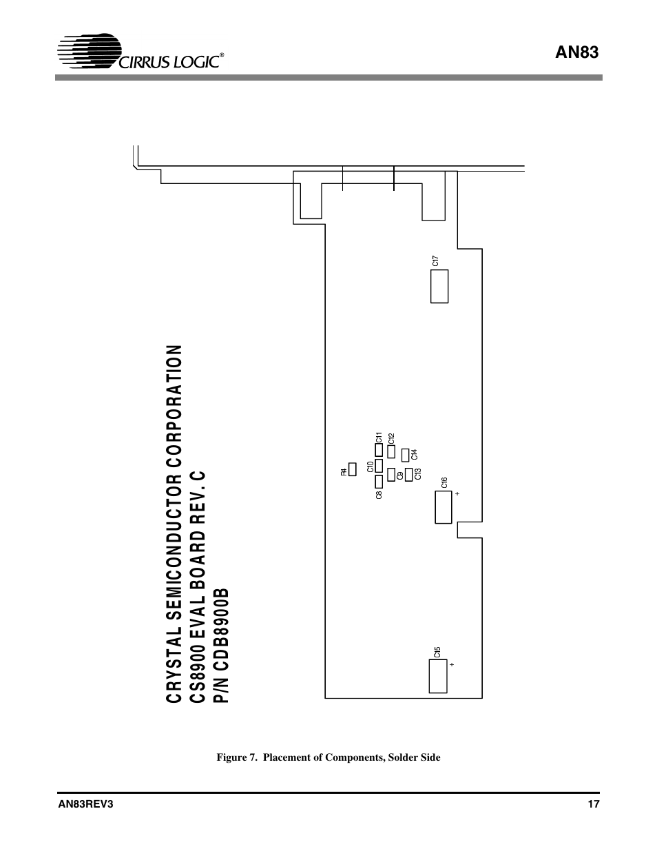 Figure 7. placement of components, solder side | Cirrus Logic AN83 User Manual | Page 17 / 58