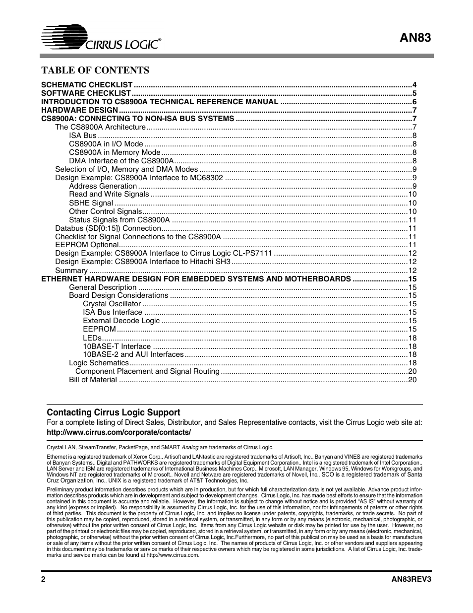 Cirrus Logic AN83 User Manual | Page 2 / 58