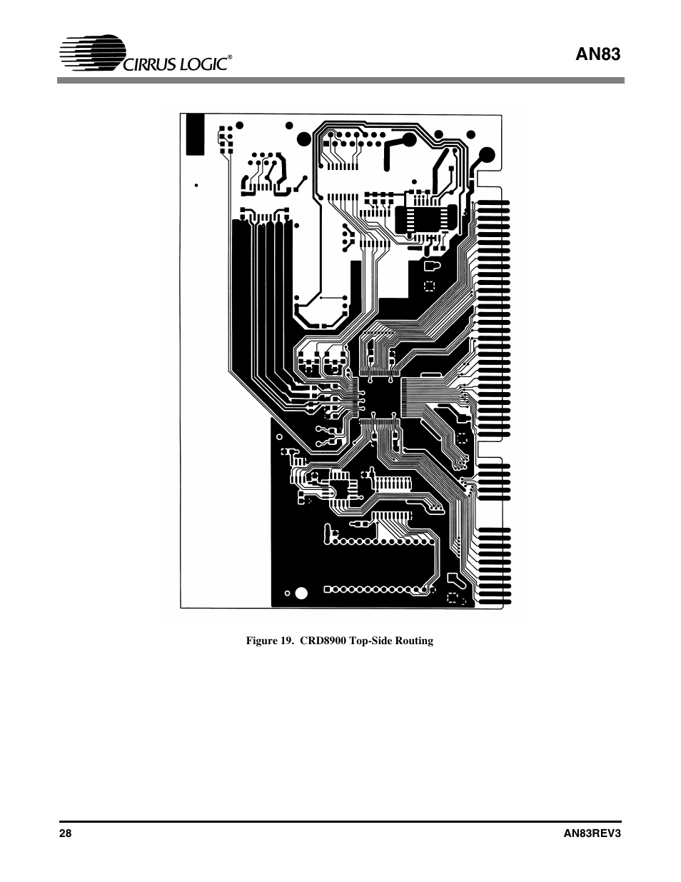 Figure 19. crd8900 top-side routing, 19 shows, An83 | Cirrus Logic AN83 User Manual | Page 28 / 58