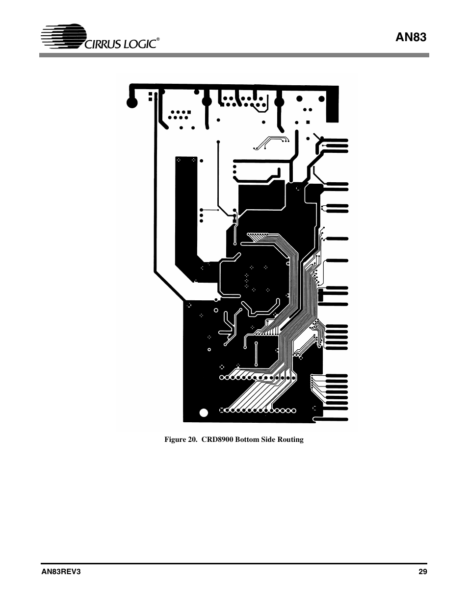Figure 20. crd8900 bottom side routing, 20 shows, An83 | Cirrus Logic AN83 User Manual | Page 29 / 58