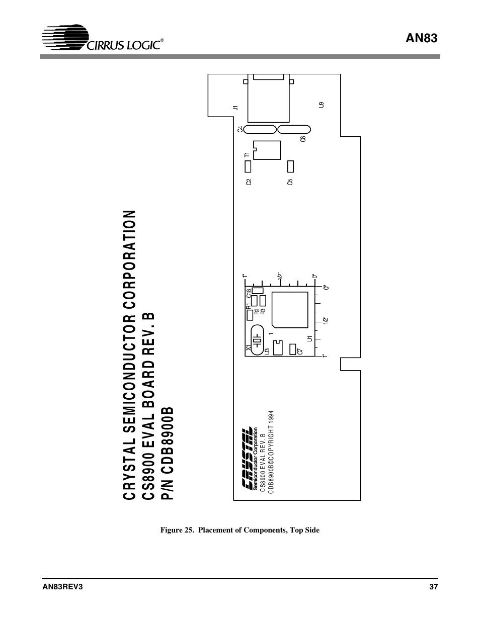 Figure 25. placement of components, top side | Cirrus Logic AN83 User Manual | Page 37 / 58