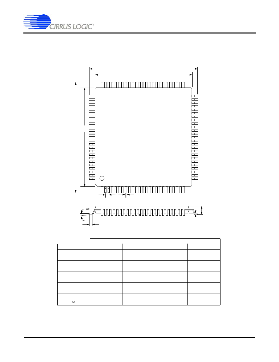 Package dimensions, Cs8952, 100l tqfp package drawing | Cirrus Logic CS8952 User Manual | Page 79 / 81