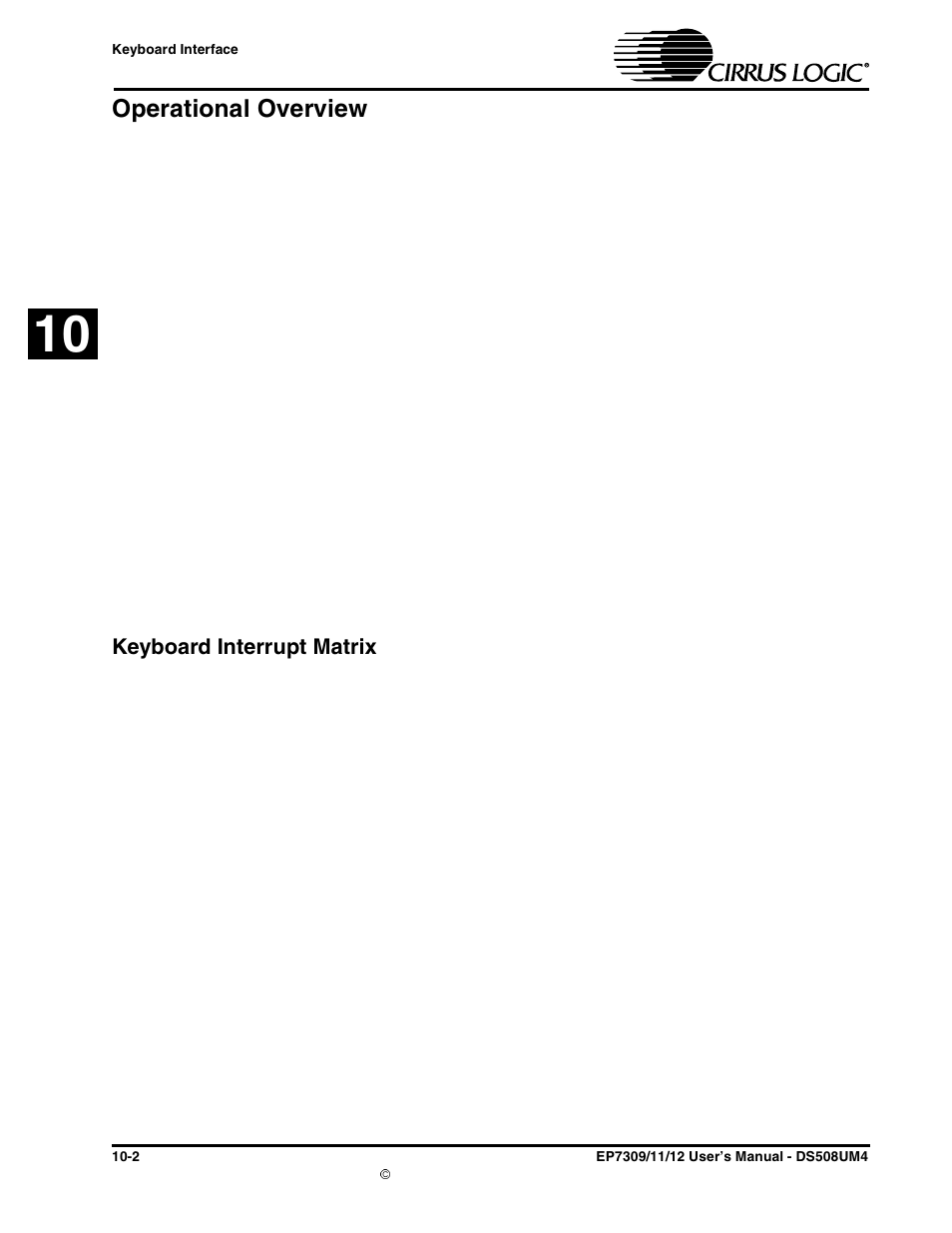 Operational overview, Keyboard interrupt matrix, Operational overview -2 | Keyboard interrupt matrix -2 | Cirrus Logic EP73xx User Manual | Page 102 / 158