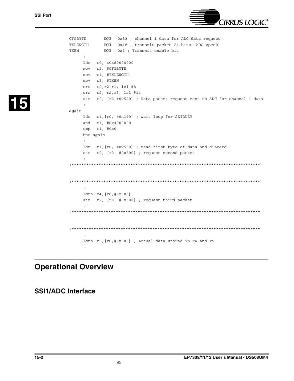 Operational overview, Ssi1/adc interface, Operational overview -2 | Ssi1/adc interface -2 | Cirrus Logic EP73xx User Manual | Page 120 / 158