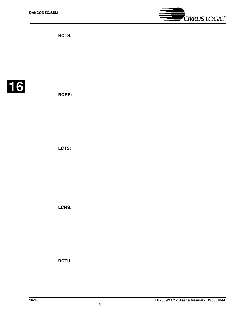 Full bit descriptions, Rcts, Rcrs | Lcts, Lcrs, Rctu | Cirrus Logic EP73xx User Manual | Page 142 / 158