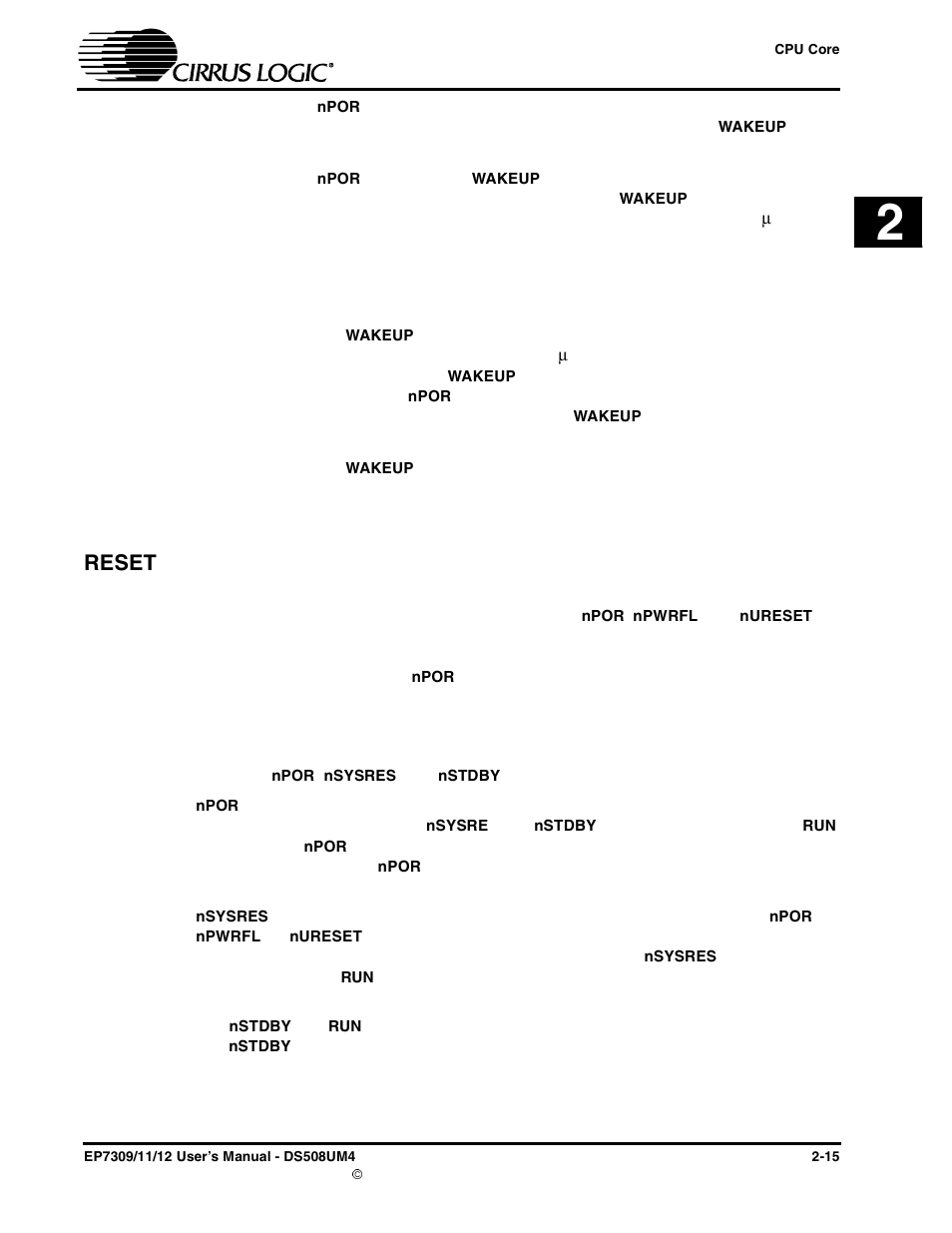 Reset, Reset -15 | Cirrus Logic EP73xx User Manual | Page 41 / 158