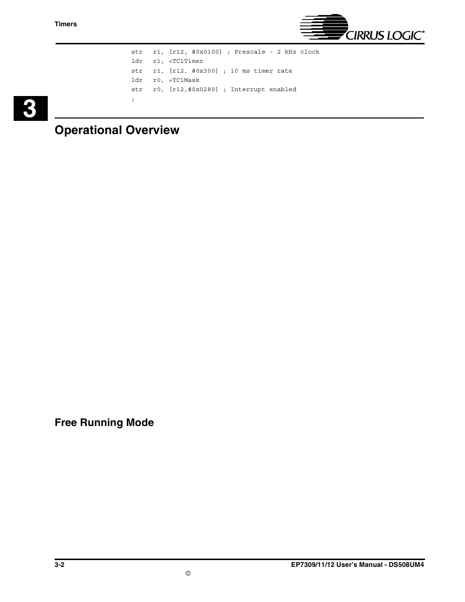 Operational overview, Free running mode, Operational overview -2 | Free running mode -2 | Cirrus Logic EP73xx User Manual | Page 44 / 158