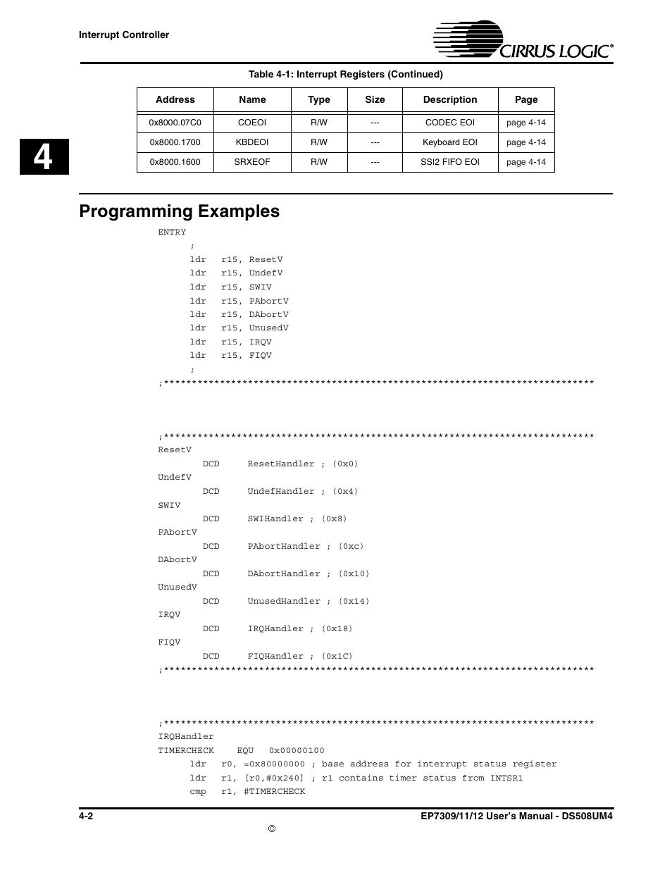 Programming examples, Programming examples -2 | Cirrus Logic EP73xx User Manual | Page 48 / 158
