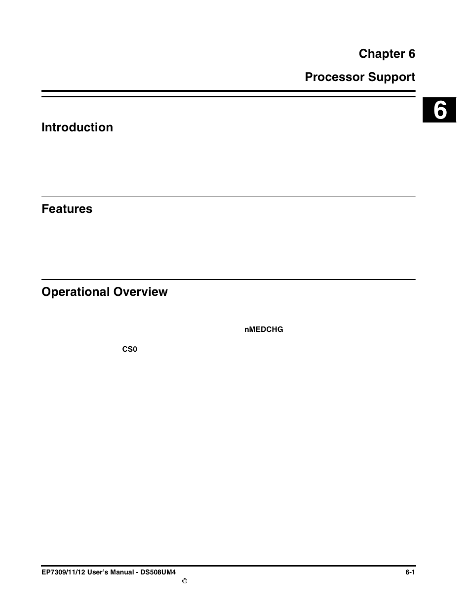 Chapter 6, Processor support, Introduction | Features, Operational overview, Chapter 6. processor support | Cirrus Logic EP73xx User Manual | Page 75 / 158