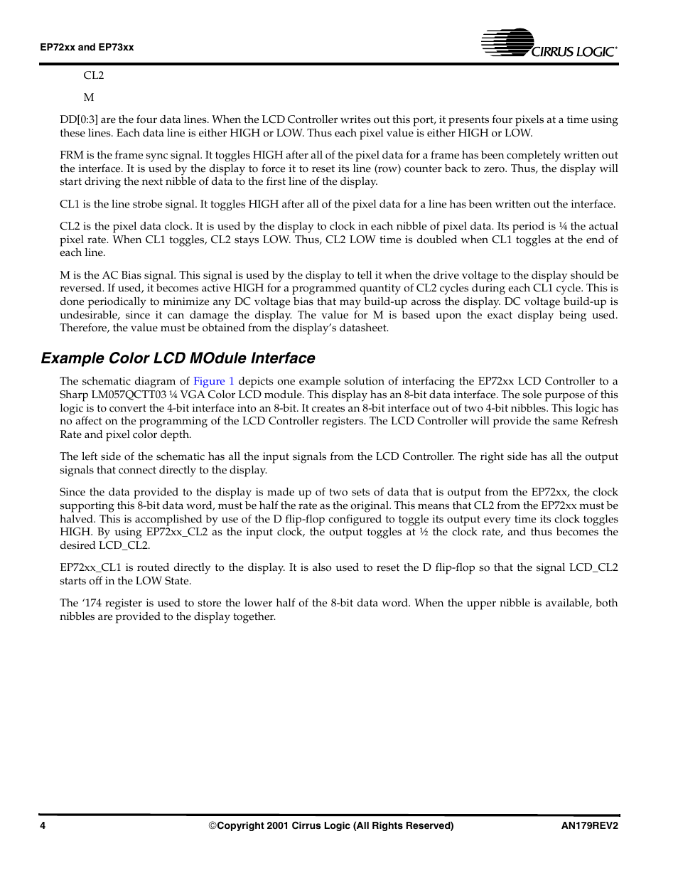 Example color lcd module interface | Cirrus Logic AN179 User Manual | Page 4 / 8