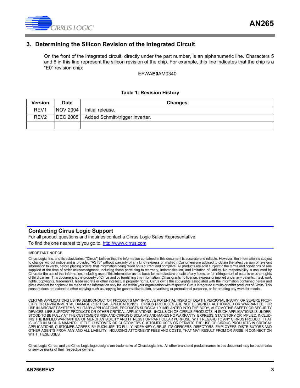 An265, Contacting cirrus logic support | Cirrus Logic AN265 User Manual | Page 3 / 3