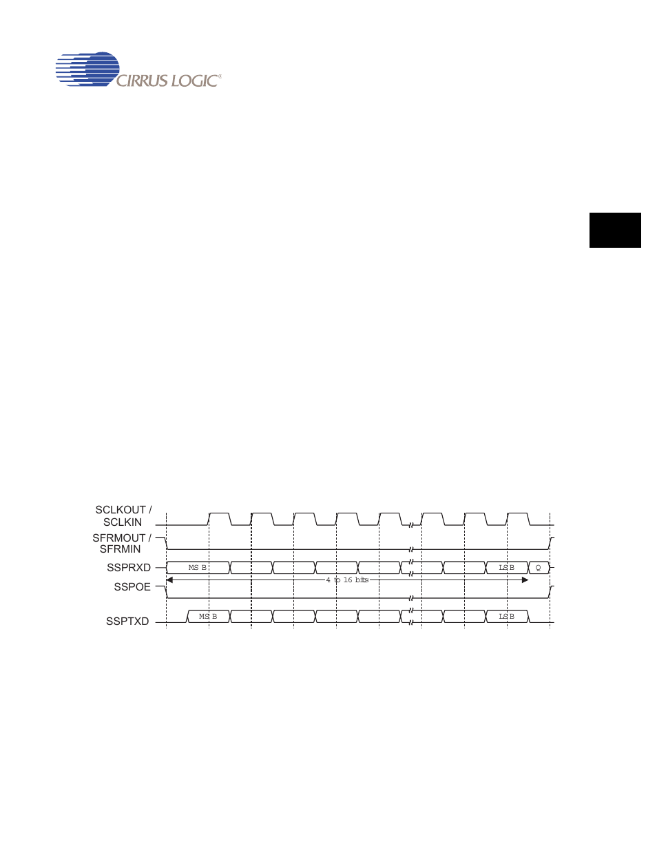 6 motorola® spi frame format, 1 spo clock polarity, 2 sph clock phase | 7 motorola spi format with spo=0, sph=0, 6 motorola, 7 motorola spi format with spo=0, sph=0 -5 | Cirrus Logic EP93xx User Manual | Page 717 / 824
