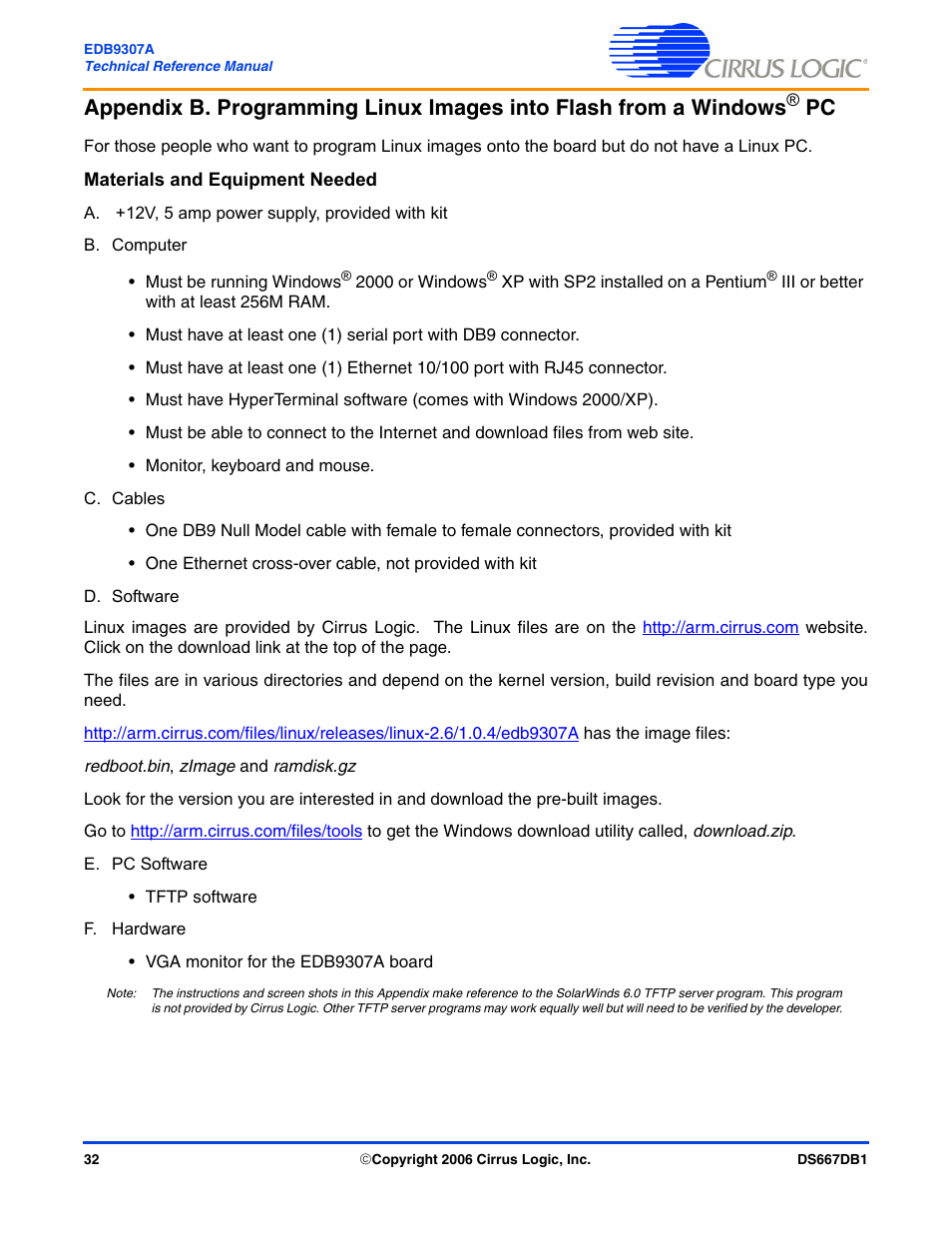 Materials and equipment needed | Cirrus Logic EDB9307A User Manual | Page 32 / 44