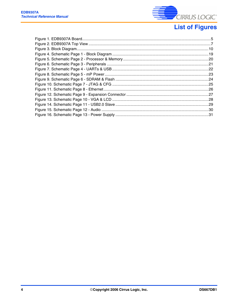 List of figures | Cirrus Logic EDB9307A User Manual | Page 4 / 44