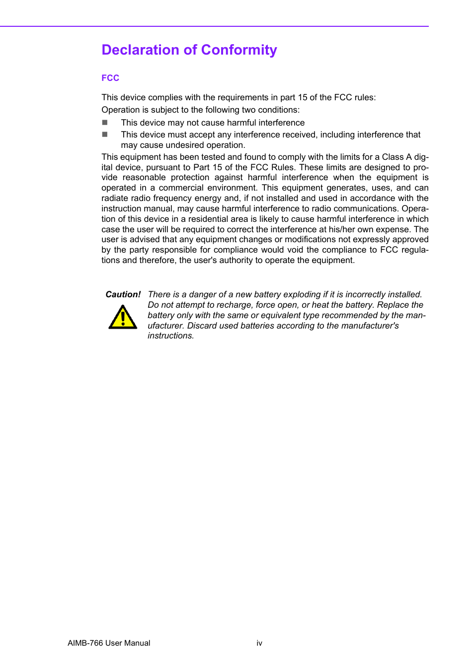 Declaration of conformity | Advantech AIMB-766 User Manual | Page 4 / 118