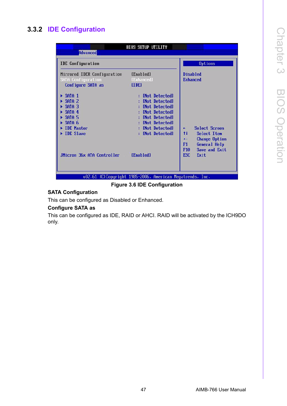 2 ide configuration, Figure 3.6 ide configuration, Ide configuration figure 3.6 ide configuration | Chapter 3 b ios operation | Advantech AIMB-766 User Manual | Page 59 / 118