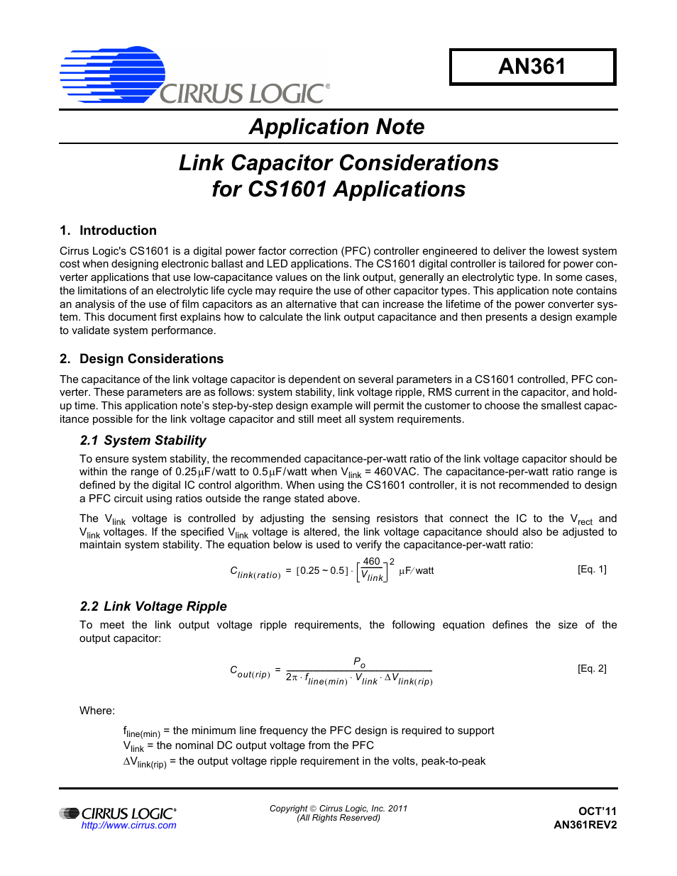 Cirrus Logic AN361 User Manual | 10 pages