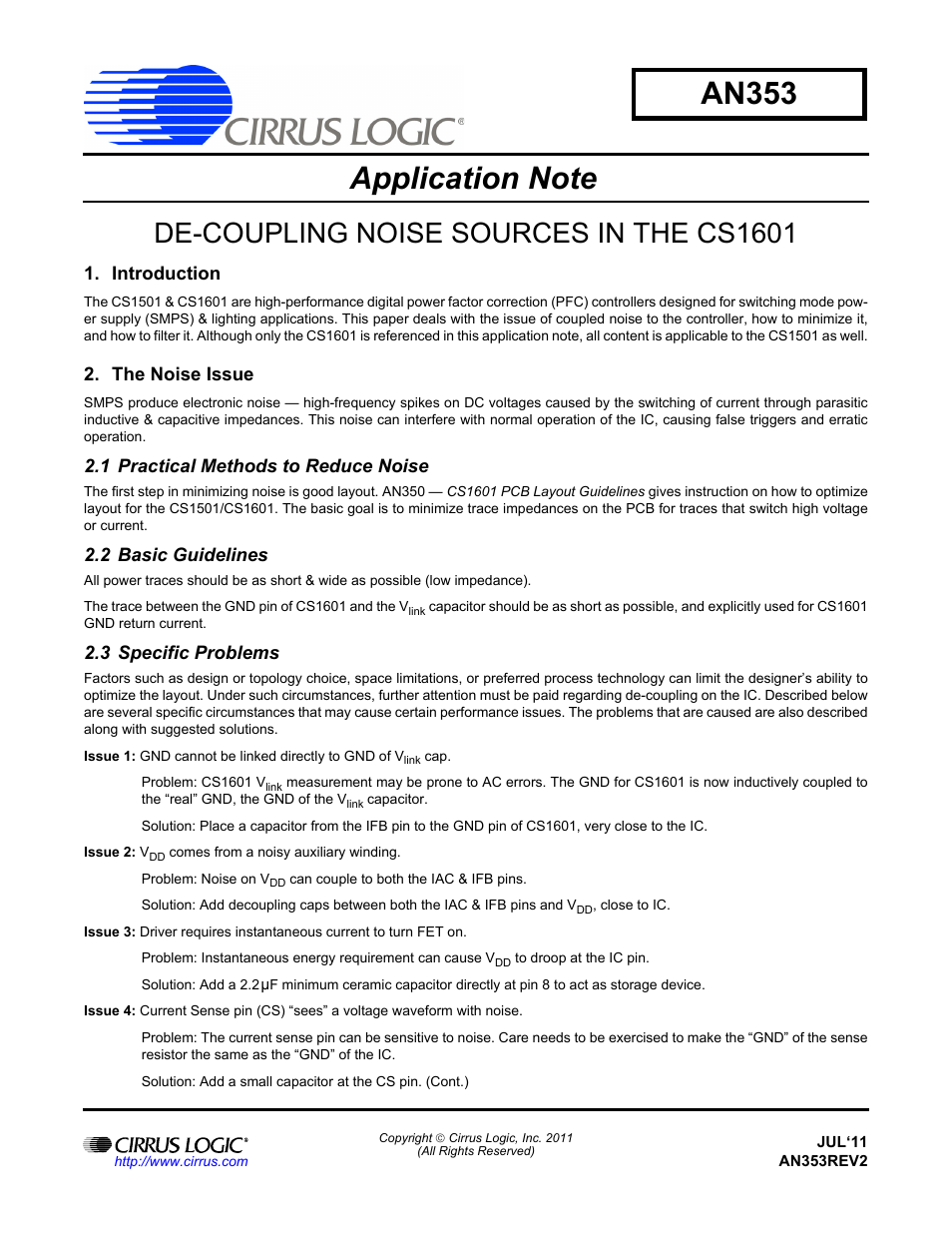 Cirrus Logic AN353 User Manual | 4 pages
