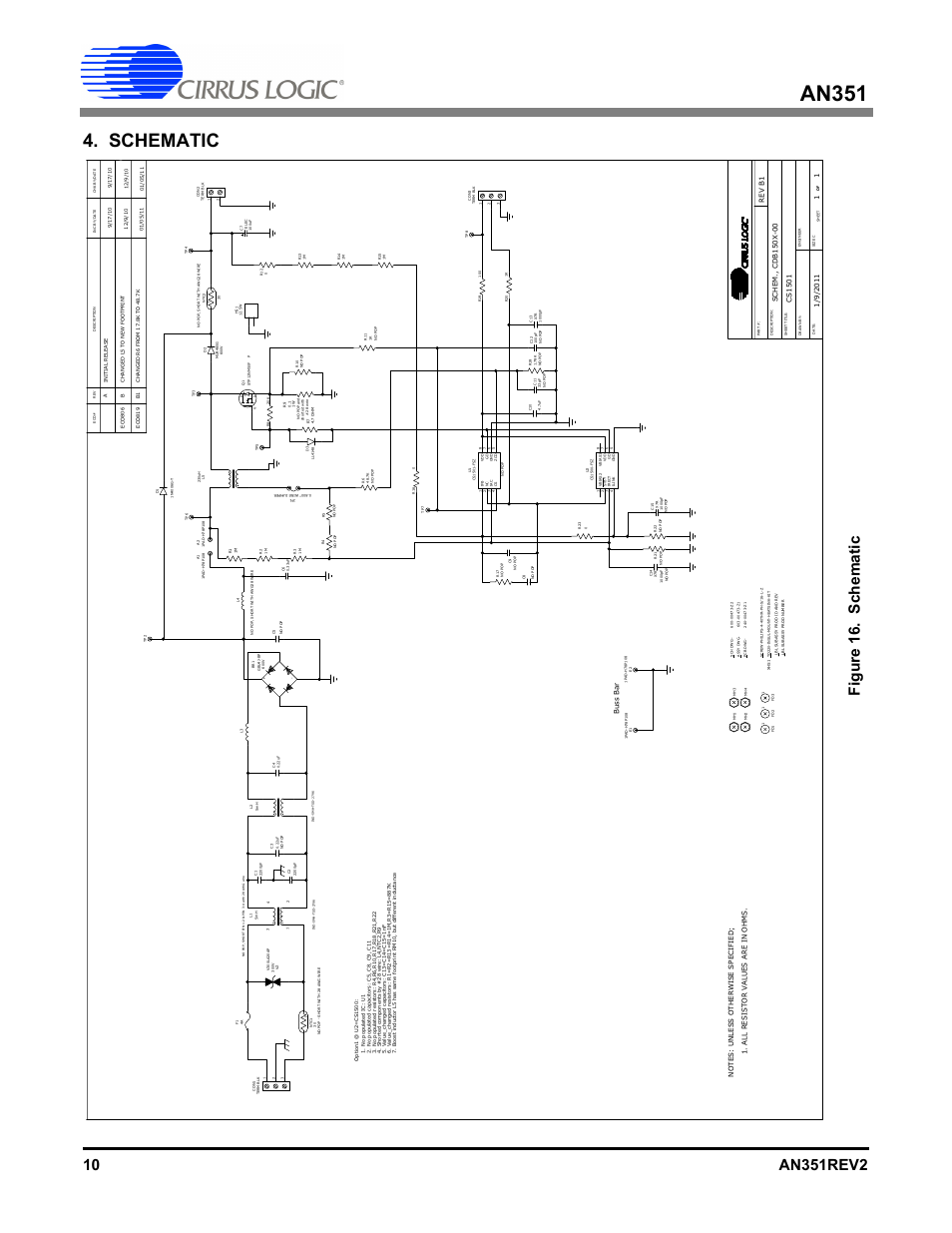 Schematic, An351, Fi gu re 1 6. sc h ema ti c | Cirrus Logic AN351 User Manual | Page 10 / 12