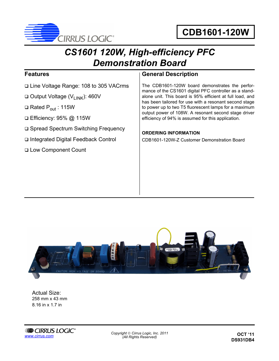 Cirrus Logic CDB1601-120W User Manual | 24 pages