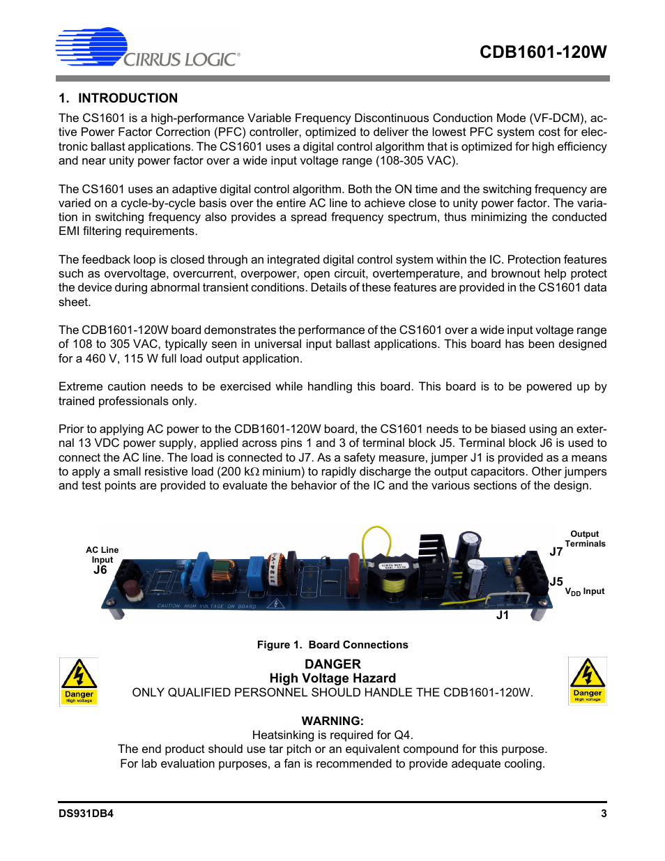 Introduction | Cirrus Logic CDB1601-120W User Manual | Page 3 / 24