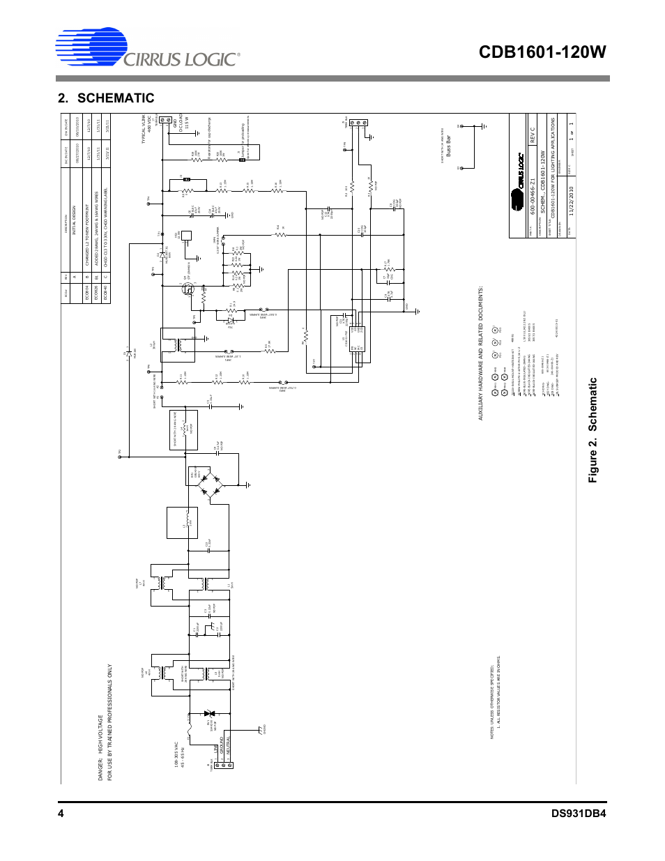 Schematic, Figur e 2. sch e mat ic | Cirrus Logic CDB1601-120W User Manual | Page 4 / 24