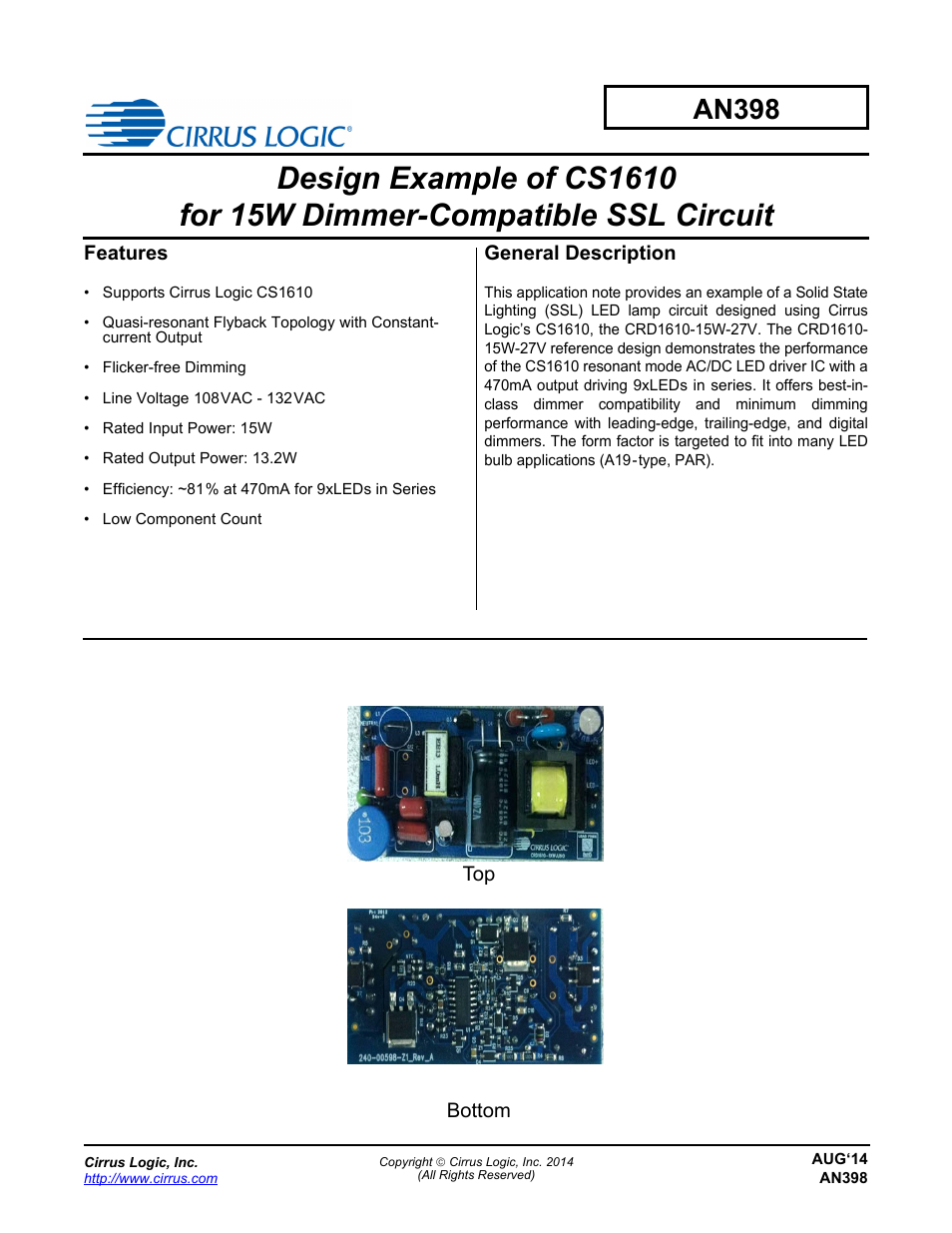 Cirrus Logic AN398 User Manual | 15 pages