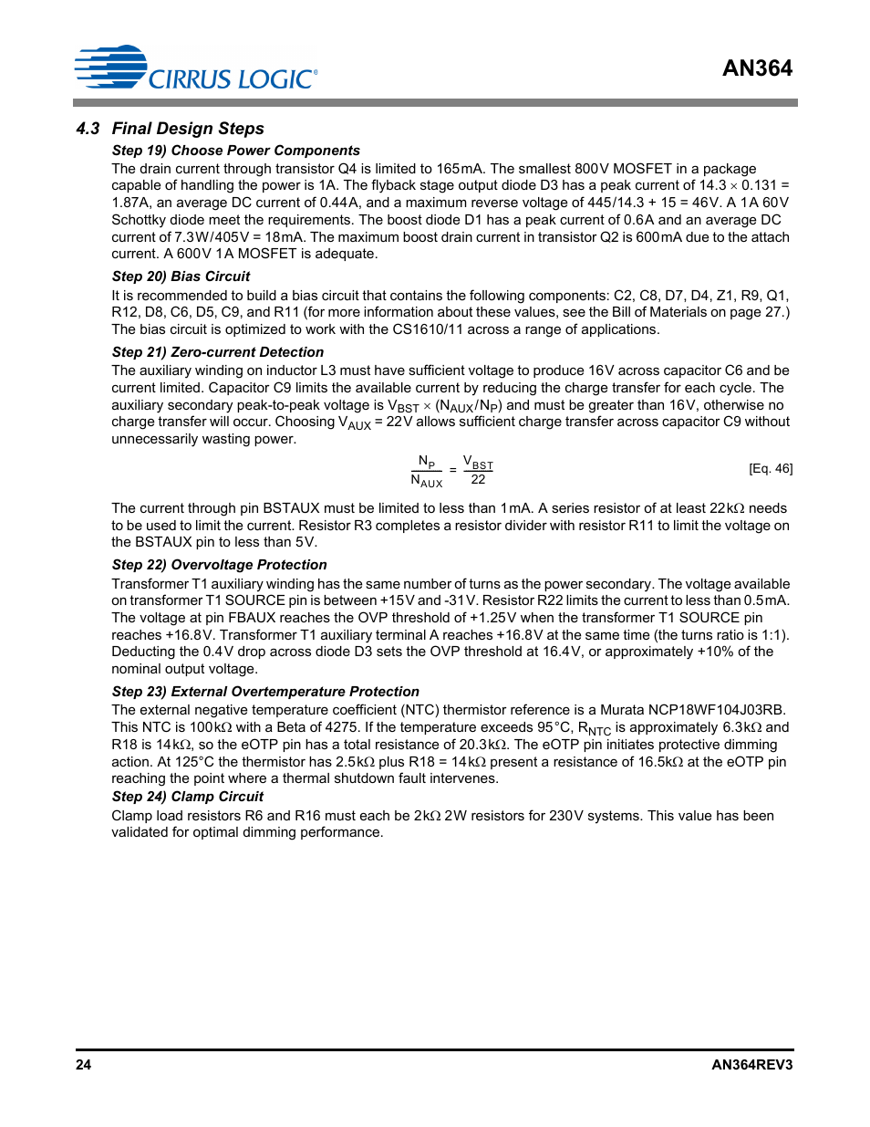 3 final design steps, An364 | Cirrus Logic AN364 User Manual | Page 24 / 28