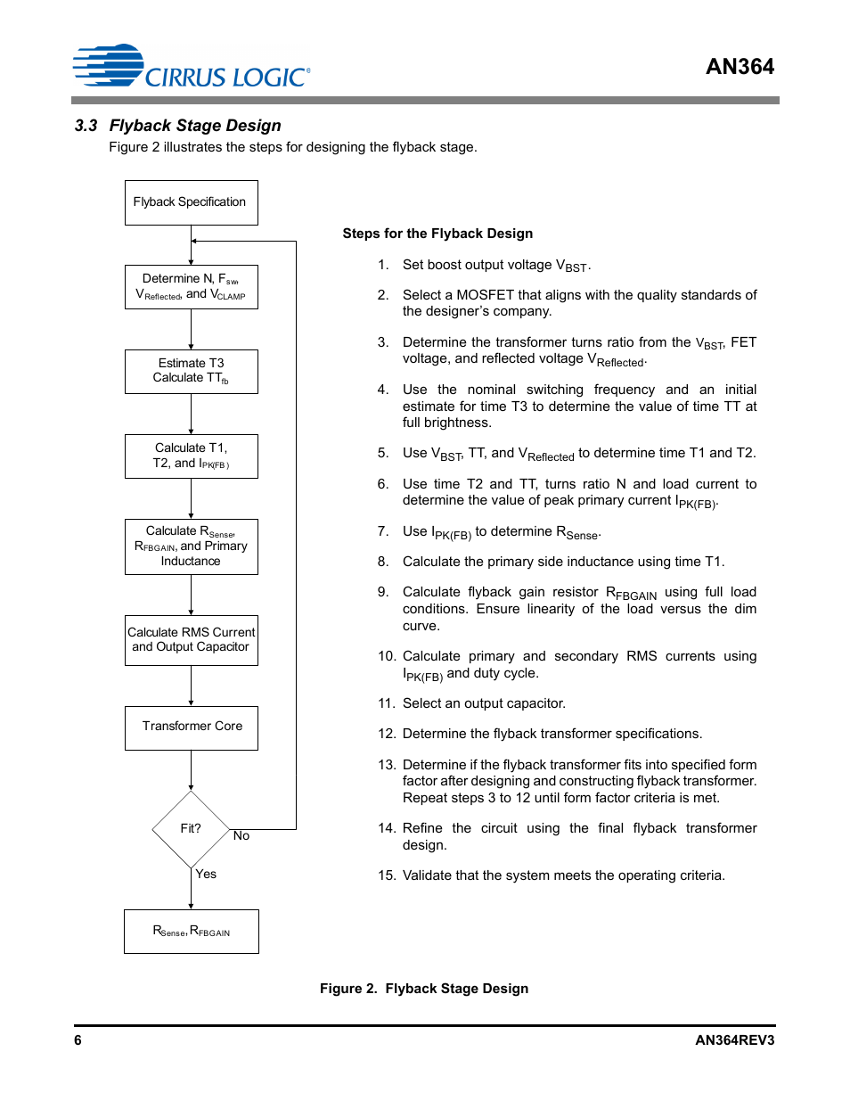 3 flyback stage design, An364 | Cirrus Logic AN364 User Manual | Page 6 / 28