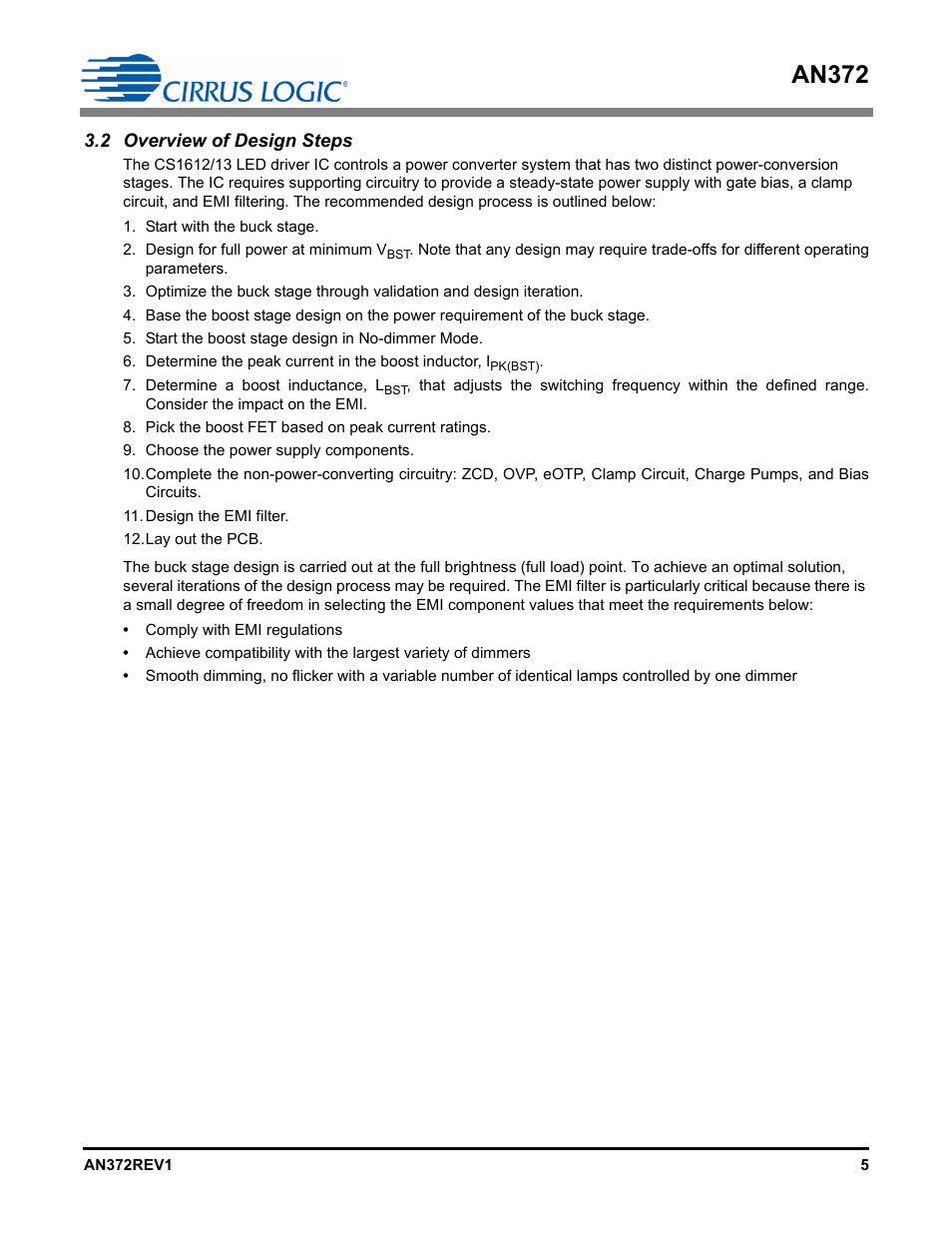 2 overview of design steps, An372 | Cirrus Logic AN372 User Manual | Page 5 / 32