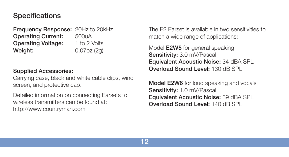 Countryman E2 Earset User Manual | Page 13 / 16