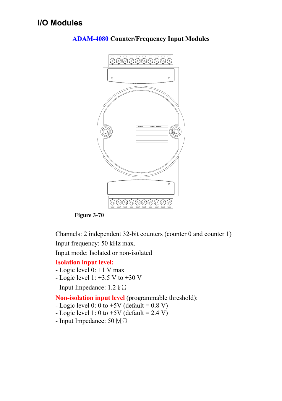 I/o modules, Adam-4080 counter/frequency input modules, Adam-4080 | Advantech Data Acquisition Modules ADAM 4000 User Manual | Page 101 / 429