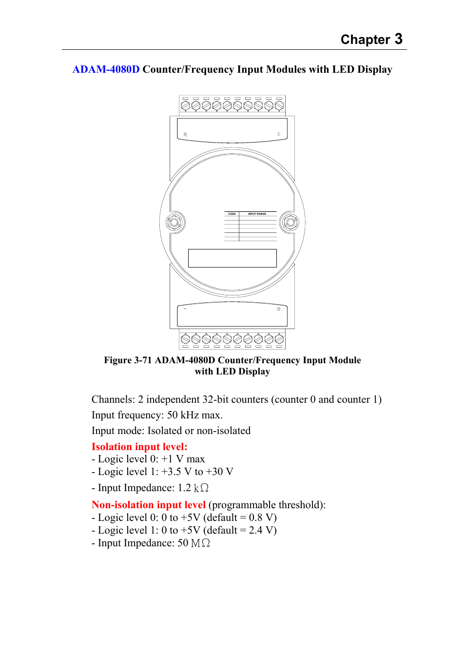 Chapter, Chapter 3 i/o modules 3-75, Adam-4080d | Advantech Data Acquisition Modules ADAM 4000 User Manual | Page 102 / 429