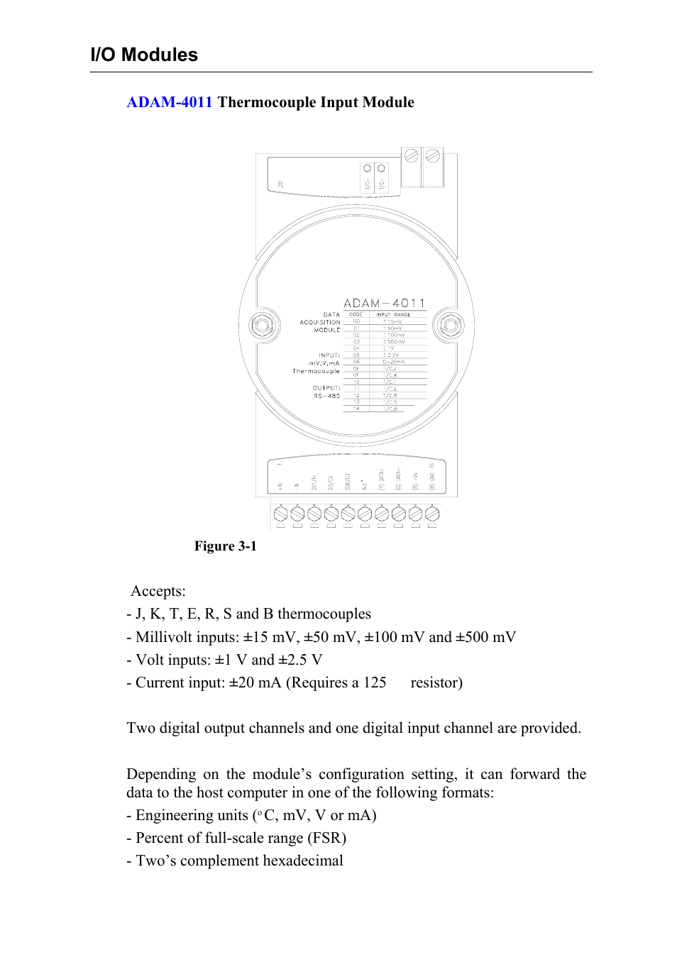 I/o modules | Advantech Data Acquisition Modules ADAM 4000 User Manual | Page 33 / 429