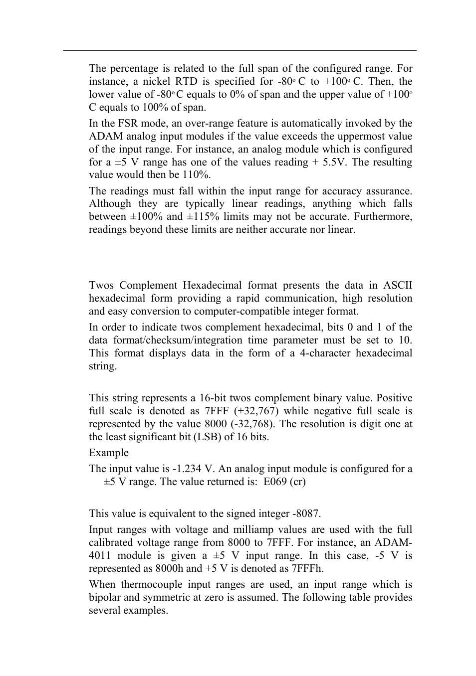 Data formats and i/o ranges | Advantech Data Acquisition Modules ADAM 4000 User Manual | Page 380 / 429