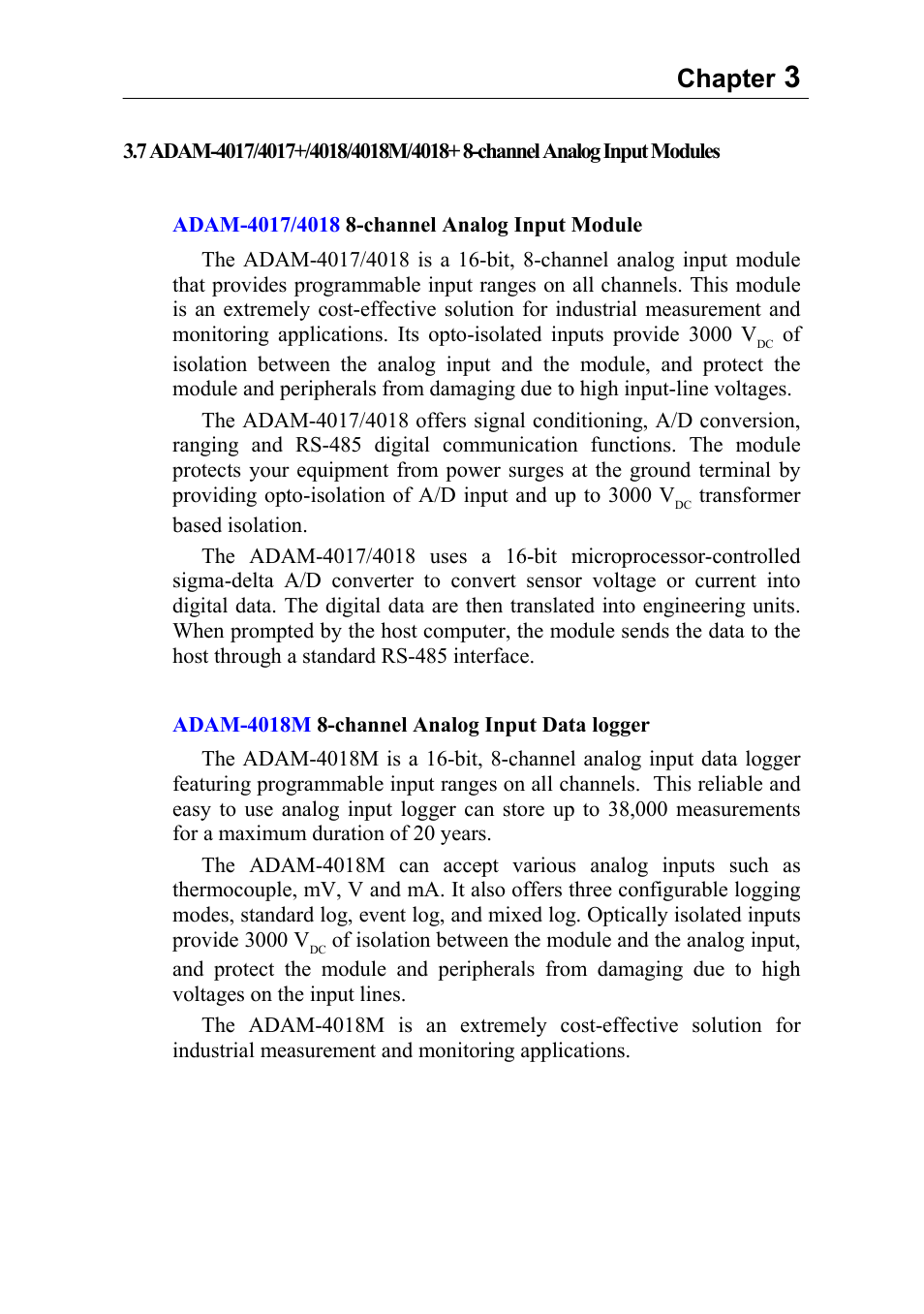 Chapter | Advantech Data Acquisition Modules ADAM 4000 User Manual | Page 54 / 429