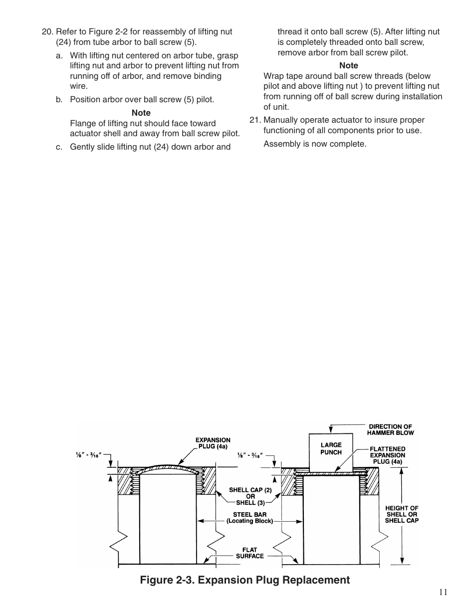 Figure 2-3. expansion plug replacement | Duff-Norton Ball Screw Rotating User Manual | Page 11 / 16
