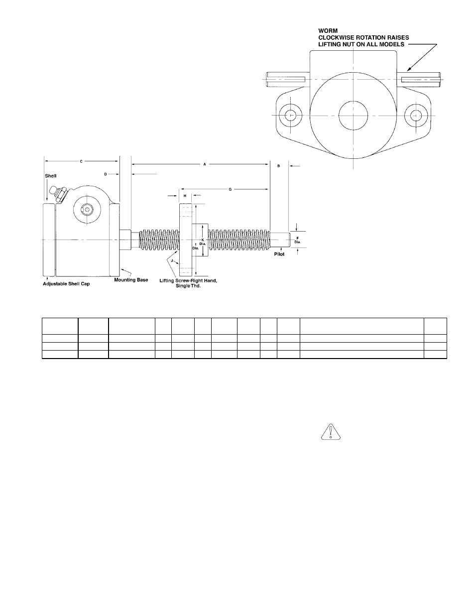 5. important precautions, 4 dimensions (cont.), Caution | Table 3. inverted models | Duff-Norton Machine Screw Rotating 500lb - 1 Ton User Manual | Page 5 / 12