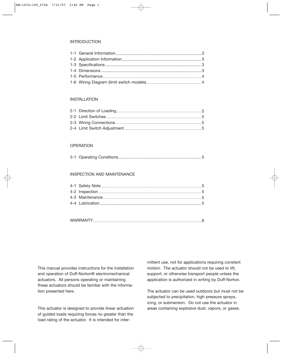 Duff-Norton EM1010-100 (TMD02) User Manual | Page 2 / 6