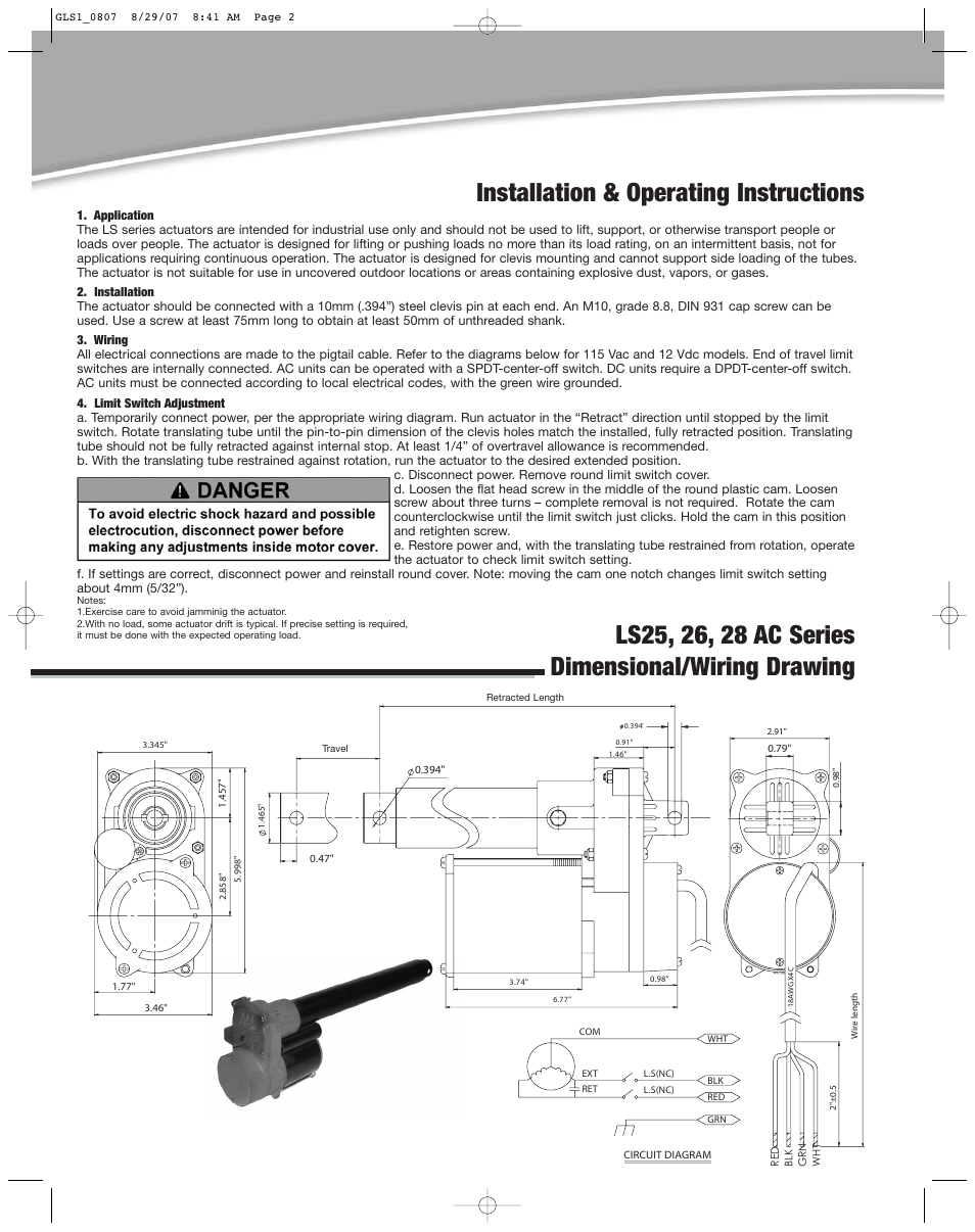 Installation & operating instructions | Duff-Norton LS Series User Manual | Page 2 / 4
