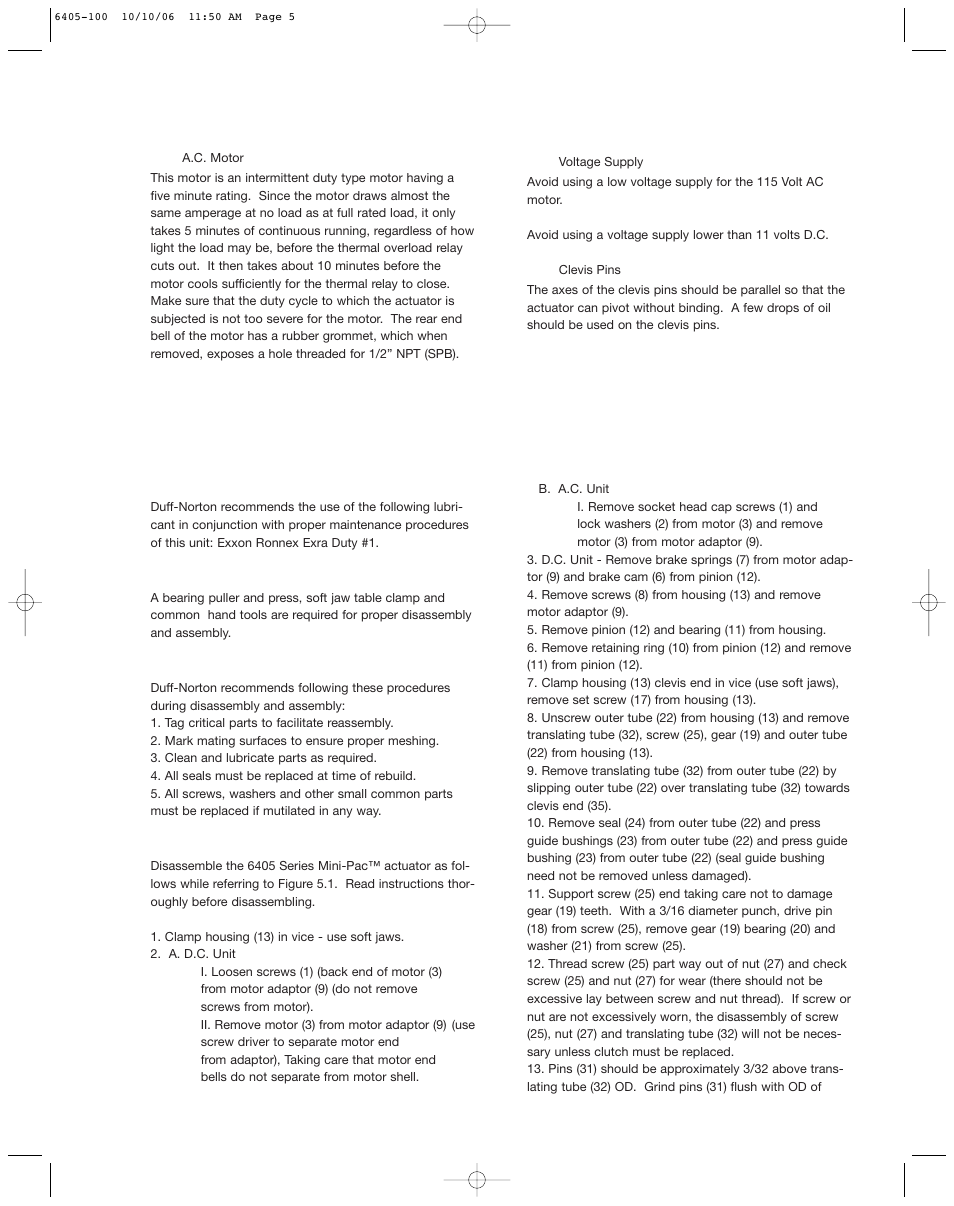 2. required tools, 3. general procedures, 4. disassembly | Duff-Norton SK6405-100 User Manual | Page 5 / 12