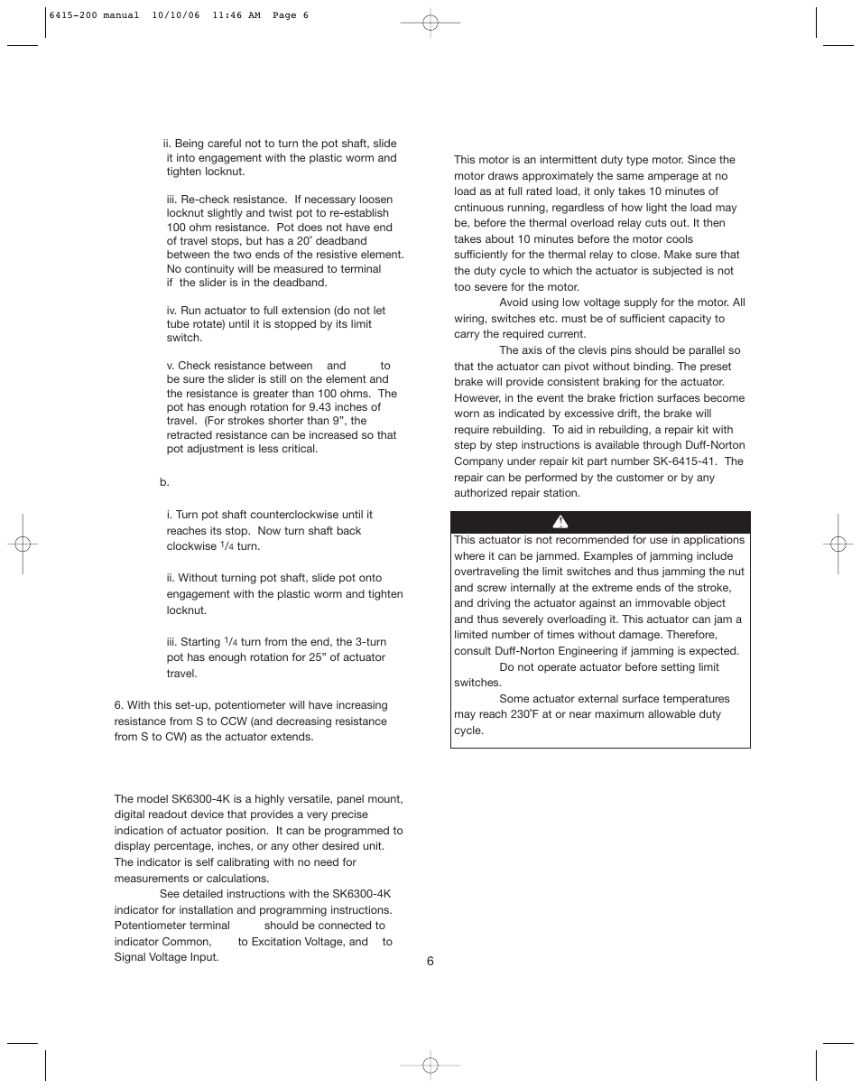 Duff-Norton SK6415-200 (SPA Series AC) User Manual | Page 6 / 16