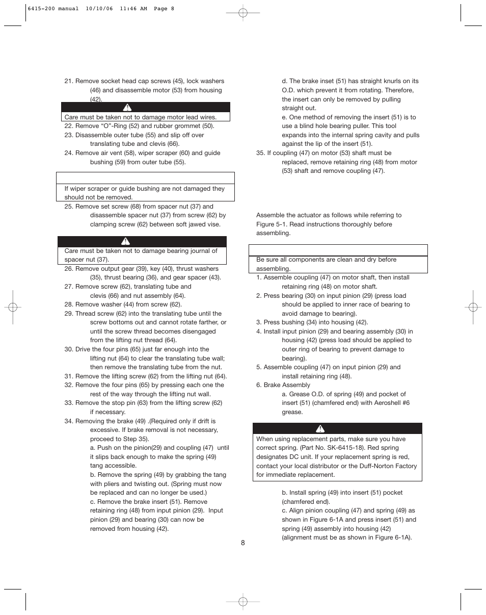 Duff-Norton SK6415-200 (SPA Series AC) User Manual | Page 8 / 16