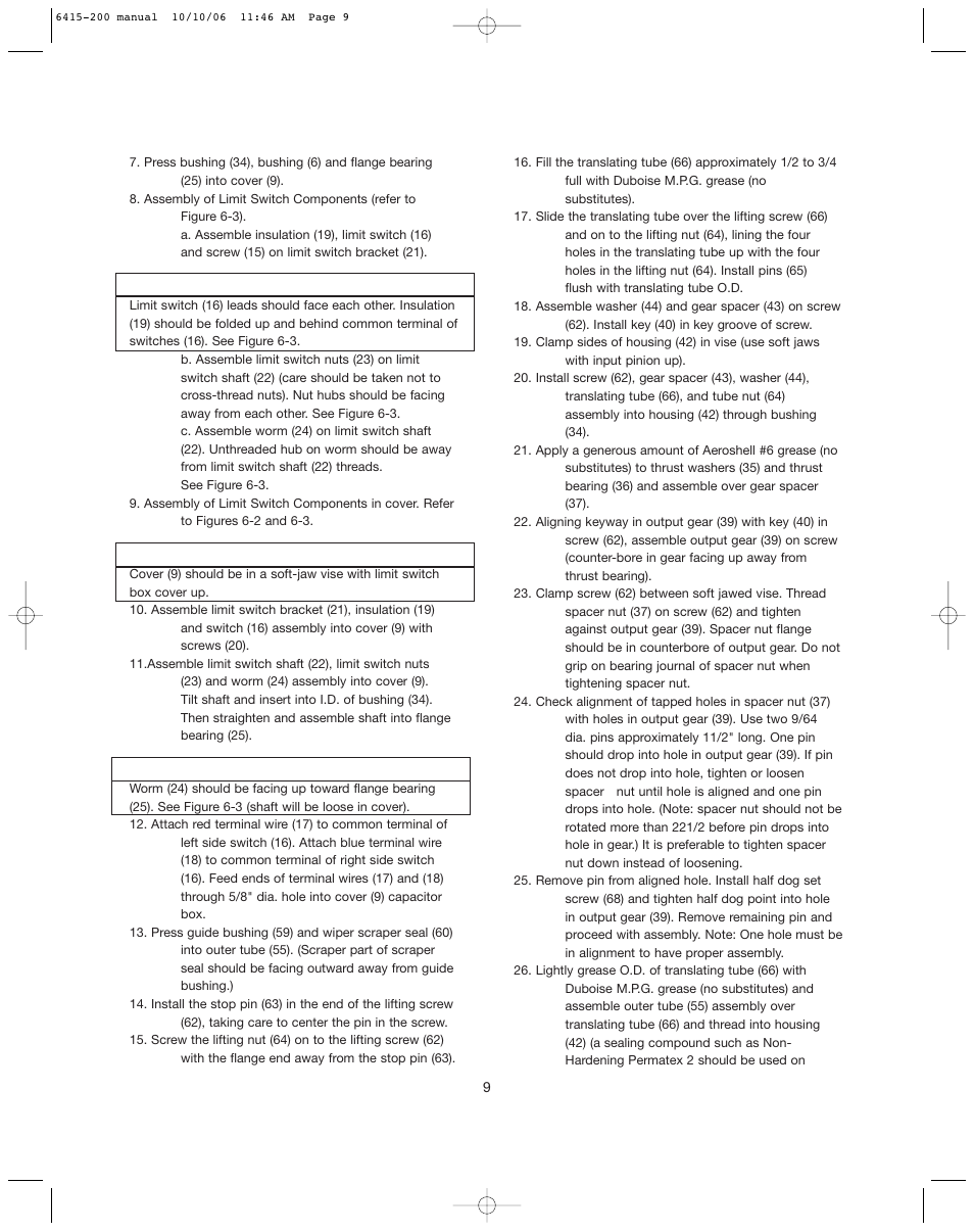 Duff-Norton SK6415-200 (SPA Series AC) User Manual | Page 9 / 16