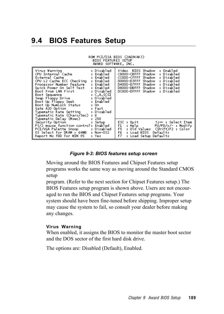 4 bios features setup | Advantech RUGGED PENTIUM IPPC-9120 User Manual | Page 124 / 163