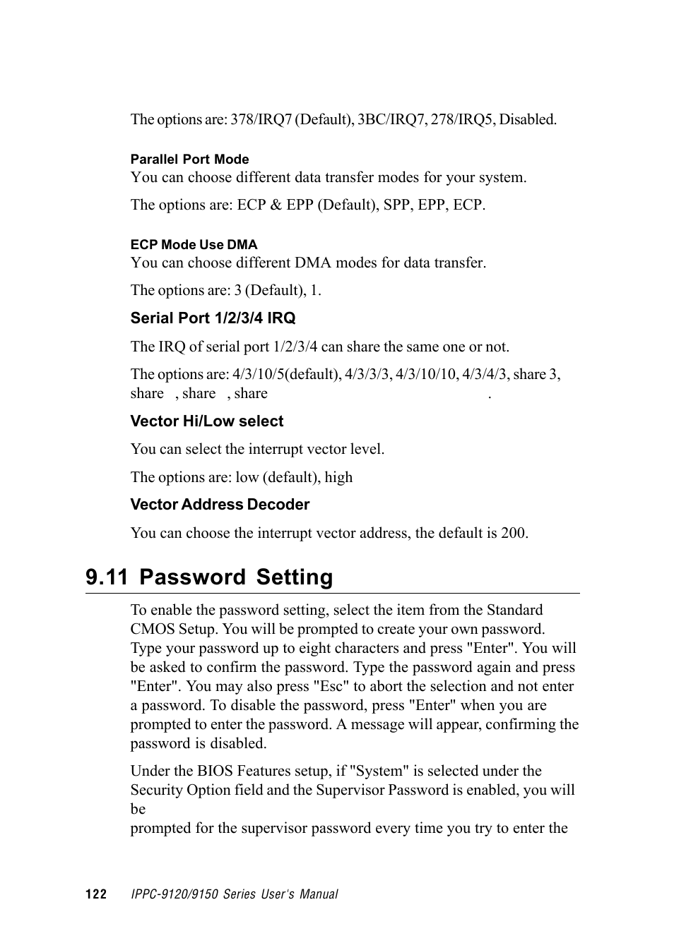 11 password setting | Advantech RUGGED PENTIUM IPPC-9120 User Manual | Page 137 / 163