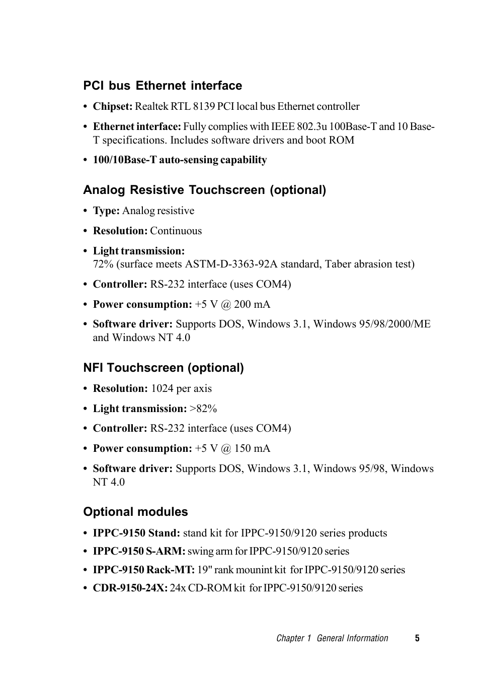 Advantech RUGGED PENTIUM IPPC-9120 User Manual | Page 20 / 163