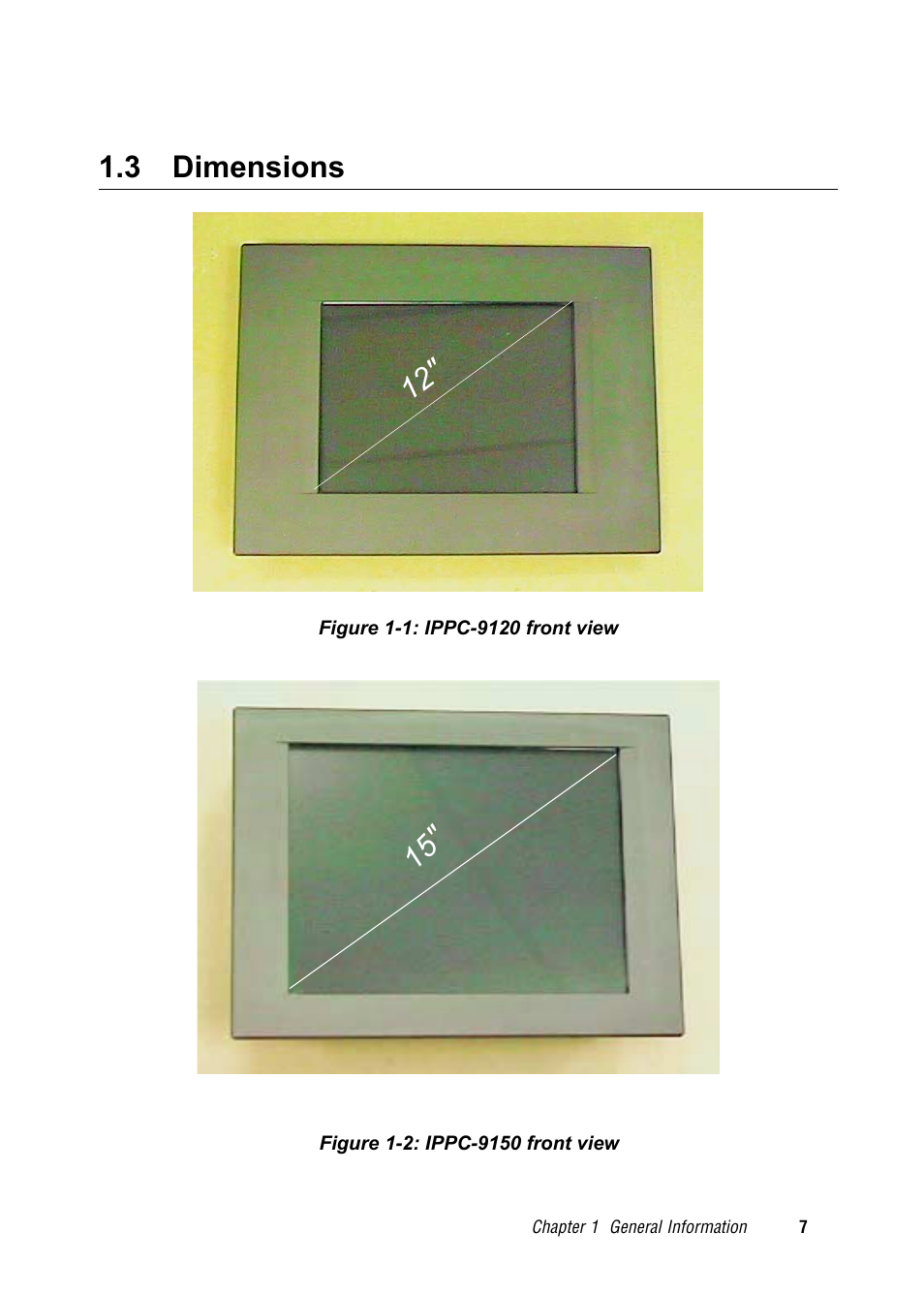 3 dimensions | Advantech RUGGED PENTIUM IPPC-9120 User Manual | Page 22 / 163