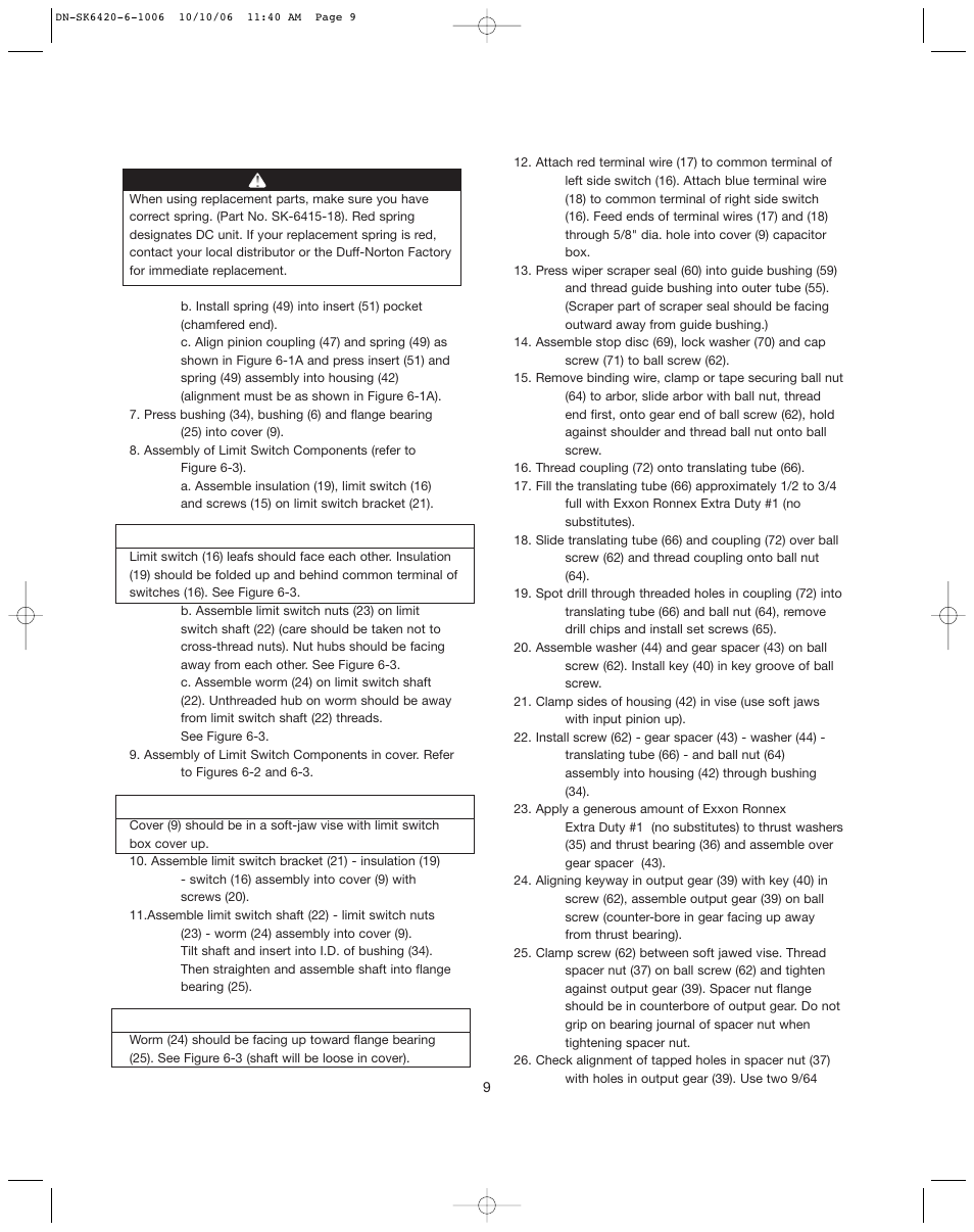 Duff-Norton SK6420-6 User Manual | Page 9 / 16